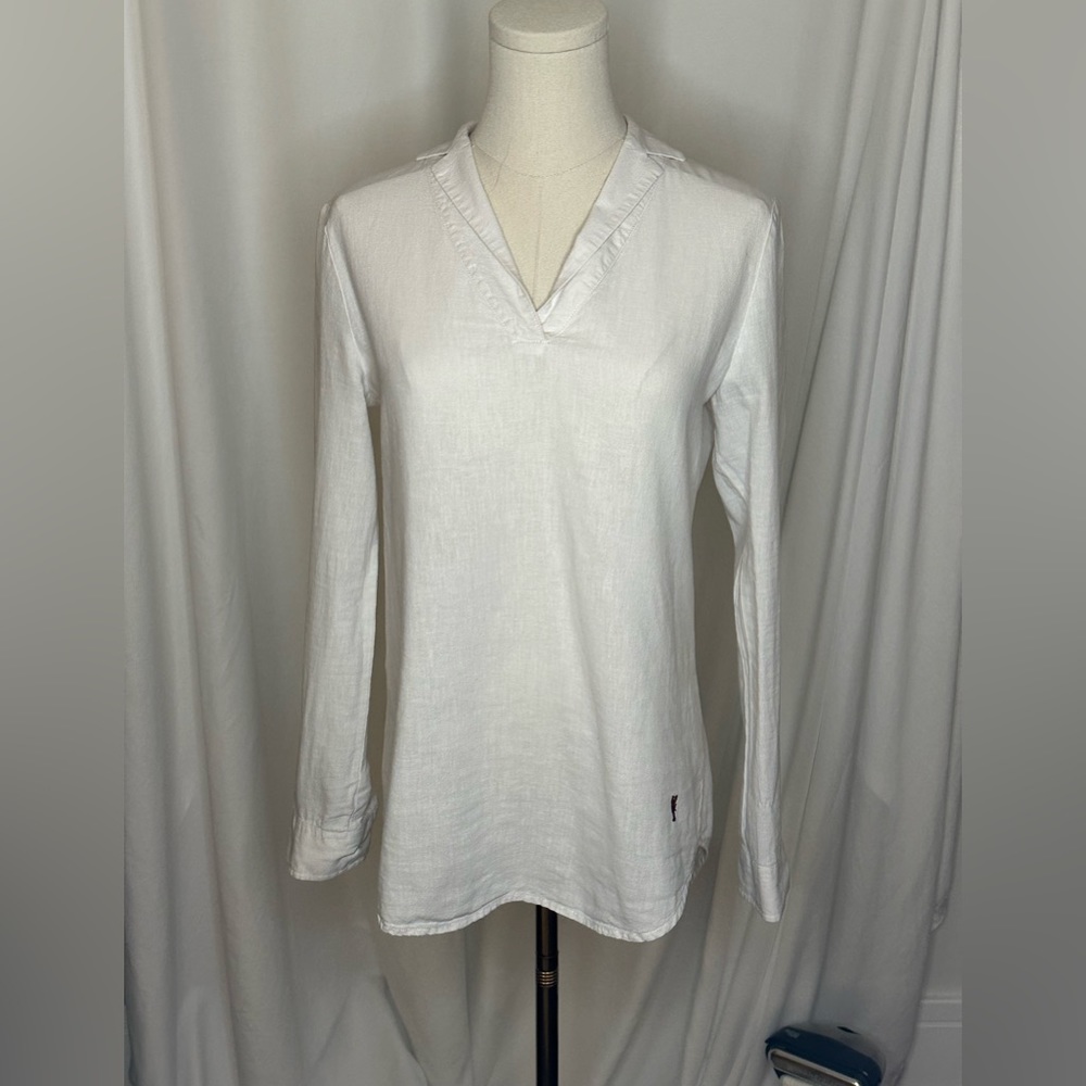 Cole Haan Pinch white linen blouse.